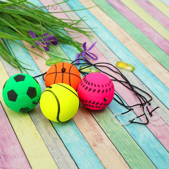 Мяч мягкий «Спортсмен», на резинке, 4,7 см - Фото 1