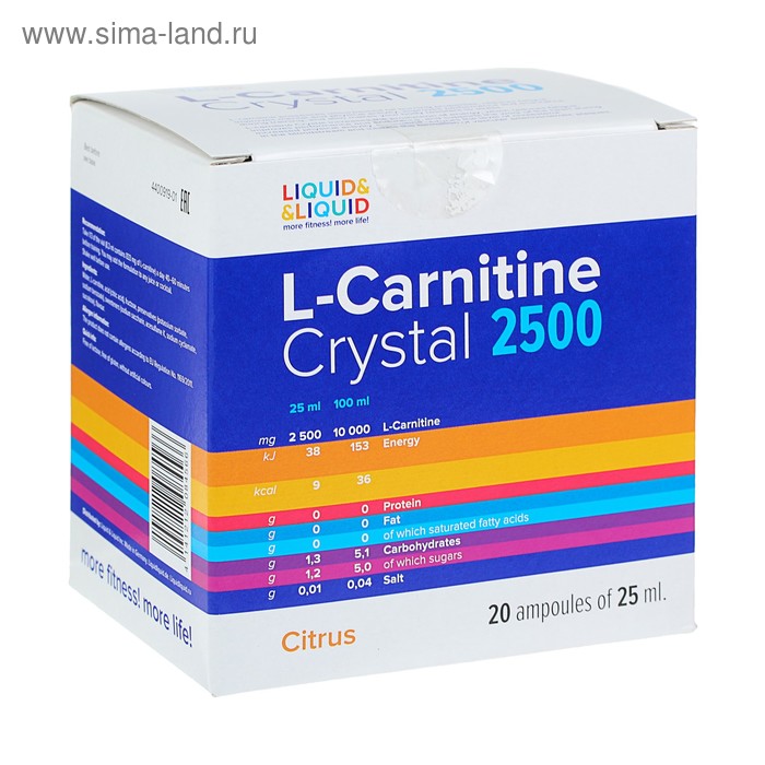 Liquid & Liquid L-Carnitine Crystal 2500 Цитрус 20x25 ml - Фото 1
