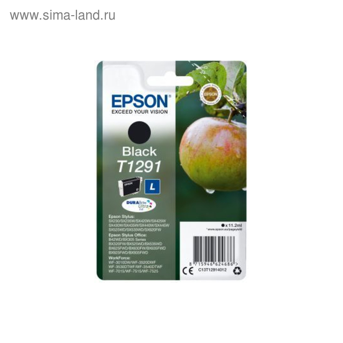 Картридж струйный Epson T1291 C13T12914012 черный (11.2мл) для Epson SX420W/BX305F - Фото 1