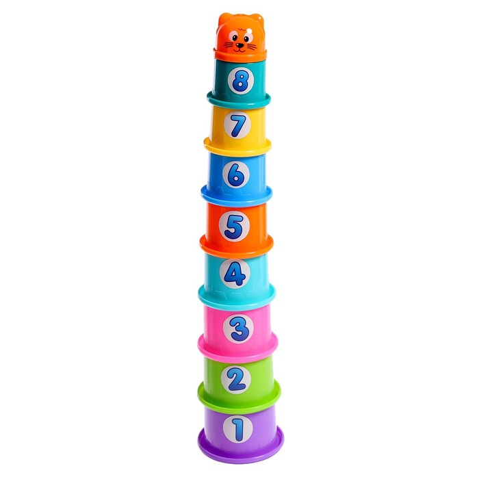 Развивающая игрушка «Пирамидка-стаканчики: Милота», 9 предметов - фото 1898135952