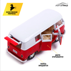 Машина металлическая VOLKSWAGEN TRANSPORTER T1, 1:32, открываются двери, инерция, цвет красный - Фото 3