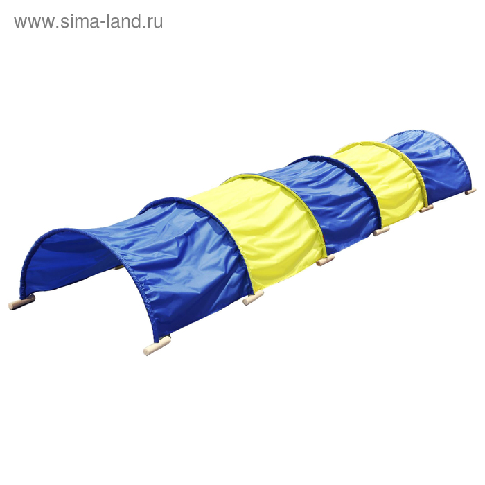 Тоннель для подлезания 5 секций, h-40 см L-3,5 м шаг-0,7 м, цвет синий/желтый - Фото 1