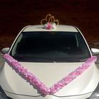 Набор на авто "№8": сердца на крышу/ "V"лента на капот 3 м/4 банта на ручки, розовый - фото 321655644
