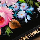 Поднос «Цветы», чёрный фон, 36х30 см, ручная роспись - Фото 2