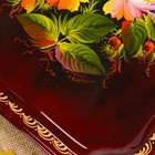 Поднос «Цветы», бордовый фон, 45х32 см, ручная роспись - Фото 2