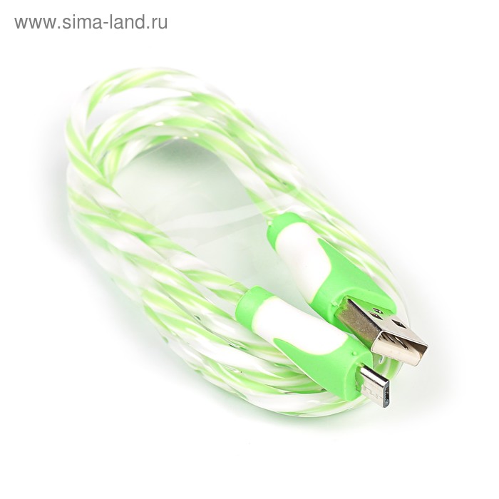 Кабель GAL, micro USB - USB, 1 А, 1 м, зеленый - Фото 1