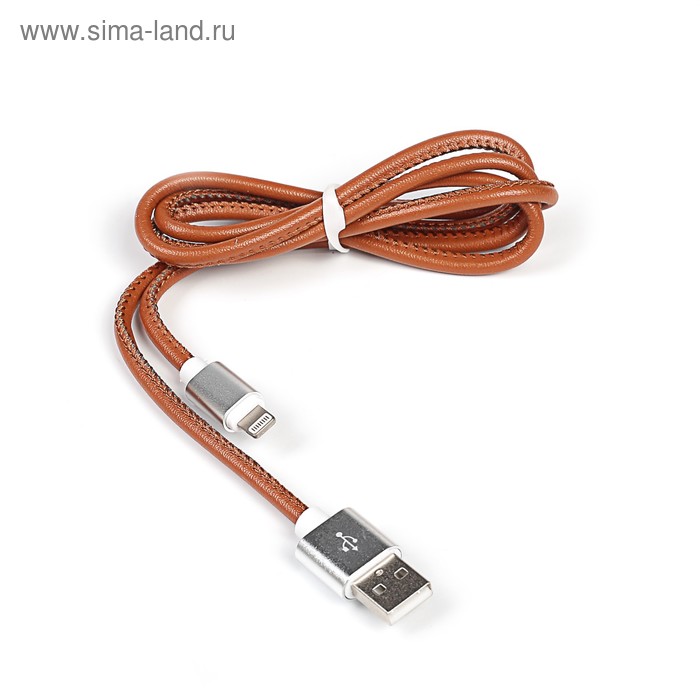 Кабель GAL, Lightning - USB, оплетка, 1 А, 1 метр, коричневый - Фото 1