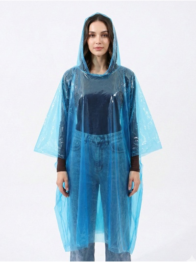 Дождевик - пончо, взрослый, размер универсальный, PE 40 г, синий