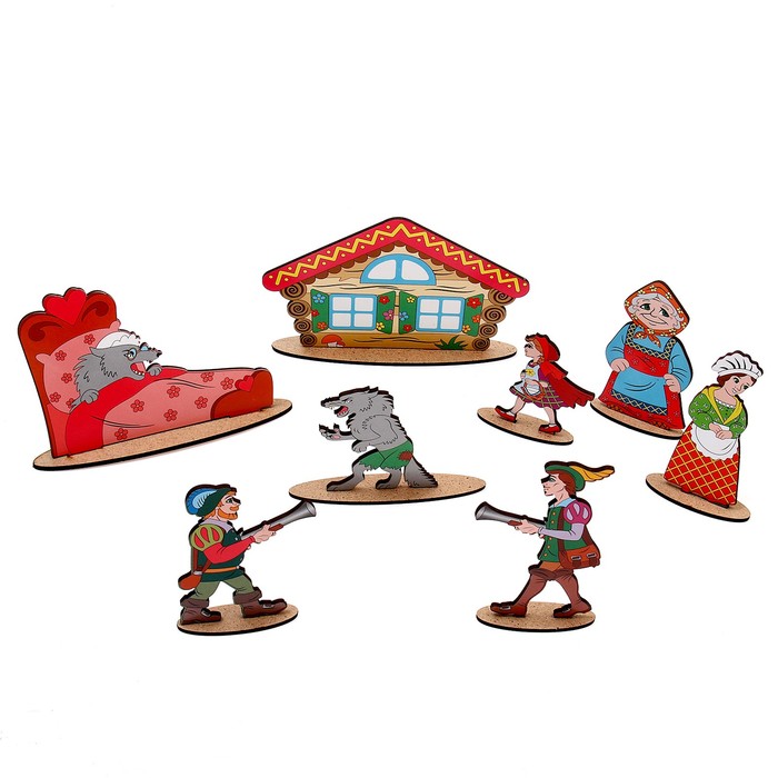 Кукольный театр сказки на столе «Красная шапочка» высота фигурок: 4-12 см - фото 1884859106