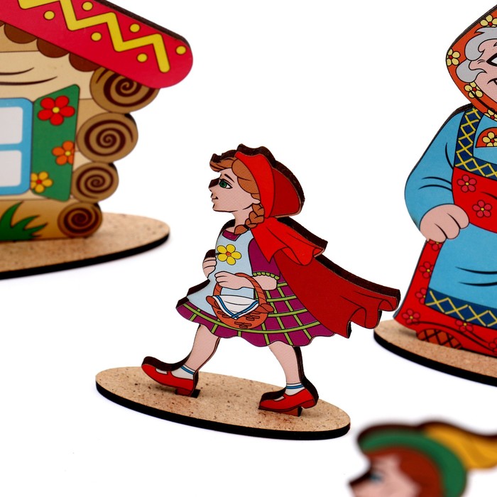 Кукольный театр сказки на столе «Красная шапочка» высота фигурок: 4-12 см - фото 1884859109