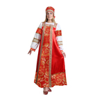 Русский народный костюм "Золотые узоры", платье, сорока, атлас, р-р 48, рост 172 см - Фото 1