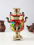 Набор посуды «Рябина», 3 предмета: самовар 3 л, заварочный чайник 0.7 л, поднос - Фото 3