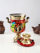 Набор посуды «Рябина», 3 предмета: самовар 3 л, заварочный чайник 0.7 л, поднос - Фото 5