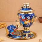 Набор посуды «Птица на синем», 3 предмета: самовар 3 л, заварочный чайник 0.7 л, поднос - Фото 14
