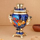 Набор посуды «Птица на синем», 3 предмета: самовар 3 л, заварочный чайник 0.7 л, поднос - Фото 5