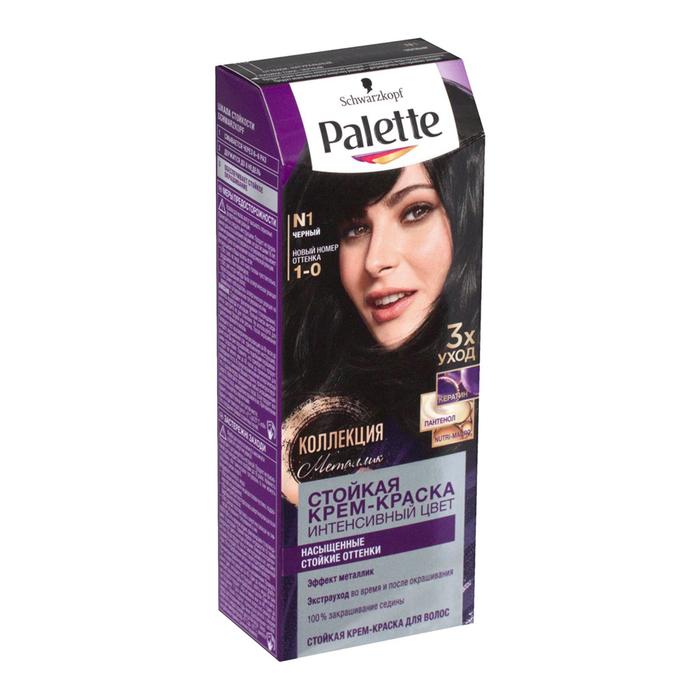 Крем-краска для волос Palette, тон N1, чёрный 16826