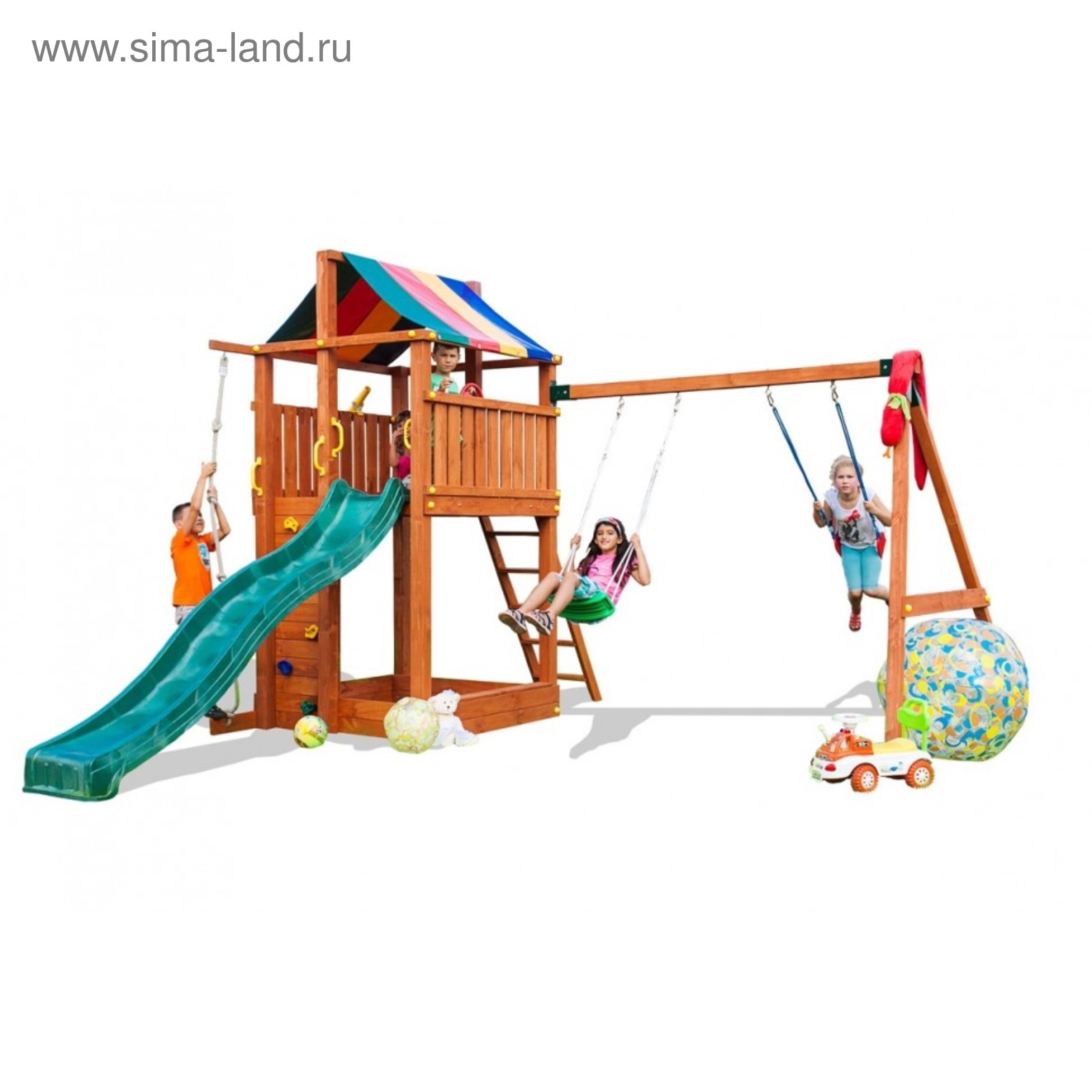 Игровой набор для детской площадки (домик с тентом, горка с лестницей,  песочница, канат, вере (3743410) - Купить по цене от 89 530.00 руб. |  Интернет магазин SIMA-LAND.RU