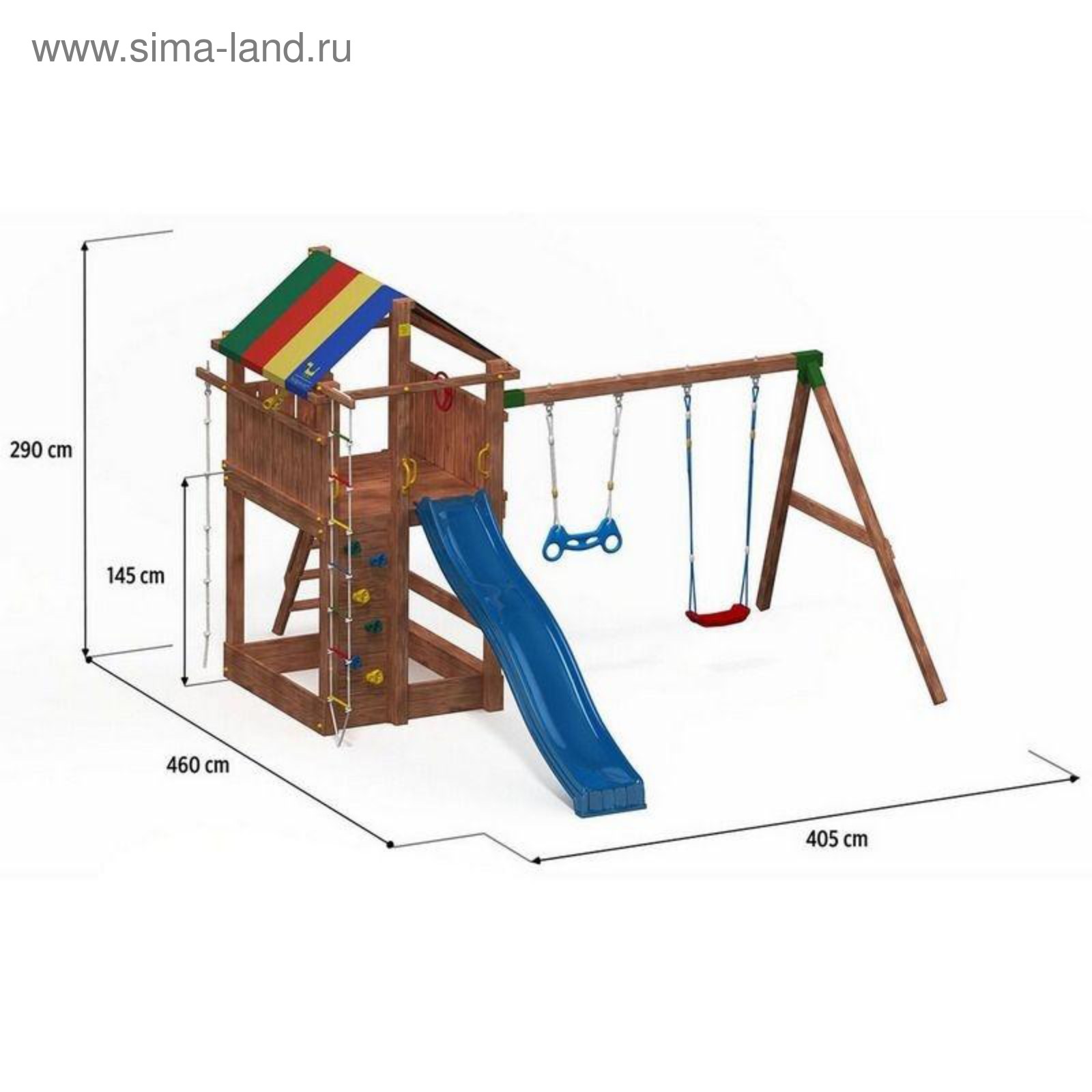 Игровой набор для детской площадки (домик с тентом, горка с лестницей,  песочница, канат, вере (3743410) - Купить по цене от 89 530.00 руб. |  Интернет магазин SIMA-LAND.RU