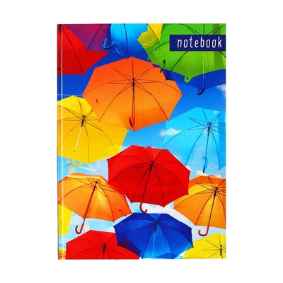 Колледж-тетрадь в твердой обложке 7БЦ, А4, 64 листа, Зонтики, блок в клетку, глянцевая ламинация