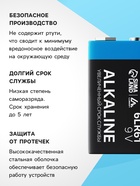 Батарейка алкалиновая (щелочная) Luazon, 6LR61, 9V, крона, блистер, 1 штука - Фото 3