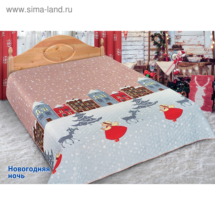 Покрывало Новогодняя ночь, 220 х 240см, микрофибра, пэ100% - Фото 1