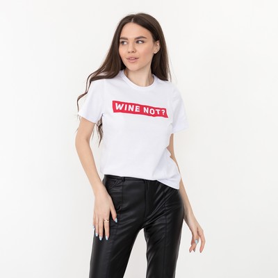 Футболка женская KAFTAN WINE NOT, белая, размер 44-46