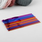 Набор крючков для вязания, d = 2-8 мм, 14,5 см, 12 шт, цвет разноцветный - фото 8397775