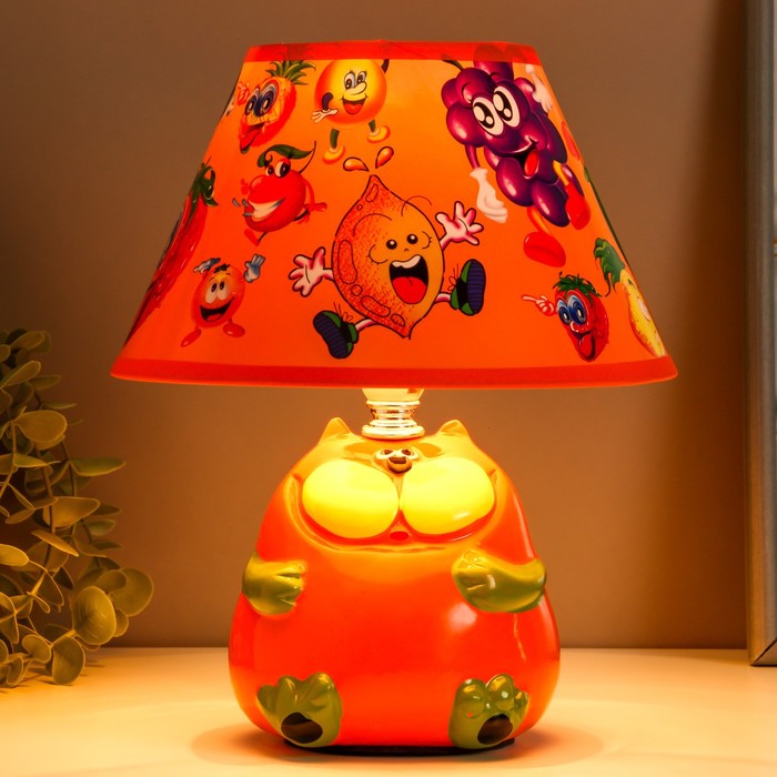 Настольная лампа "Кот" 1хE14 40Вт оранжевый 20х20х25см. - фото 1906934509