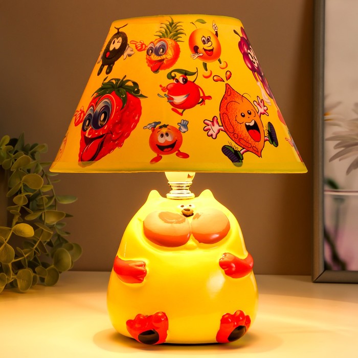 Настольная лампа "Кот" 1х40Вт E14 желтый 20х20х25см. - фото 1887799775