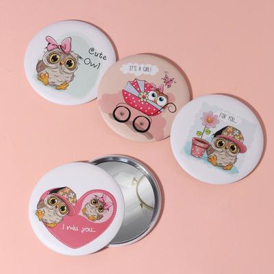 Зеркало «Совята», d 8,5 см, рисунок МИКС