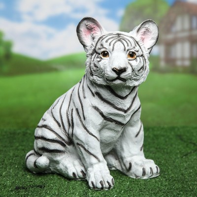 Садовая фигура "Тигрёнок" белый, 30х24 см