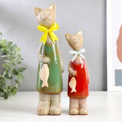 Набор фигурок керамика «Две кошечки с рыбкой», 2 шт.