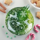 Блюдо стеклянное сервировочное Доляна «Ёлочная игрушка. Олени», 18×15,5 см - Фото 1