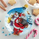 Блюдо стеклянное сервировочное Доляна «Ёлочная игрушка. Музыканты», 18,2×15,5 см - Фото 2