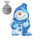 Блюдо стеклянное сервировочное Доляна «Снеговик в голубом», 22×15 см - фото 5789367