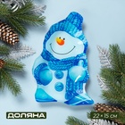 Блюдо новогоднее сервировочное стеклянное Доляна «Снеговик в голубом», 22×15 см - Фото 1