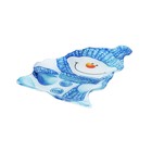 Блюдо стеклянное сервировочное Доляна «Снеговик в голубом», 22×15 см - фото 4247198