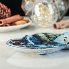 Блюдо стеклянное сервировочное Доляна «Снеговик и сказочный домик», 20×14,5 см - Фото 2