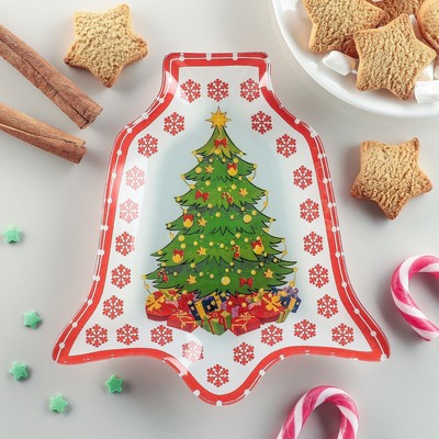 Блюдо стеклянное сервировочное Доляна «Колокольчик. Ёлочка», 18×17 см