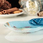 Блюдо стеклянное сервировочное Доляна «Бант. Семья снеговиков», 18,5×13 см - Фото 2