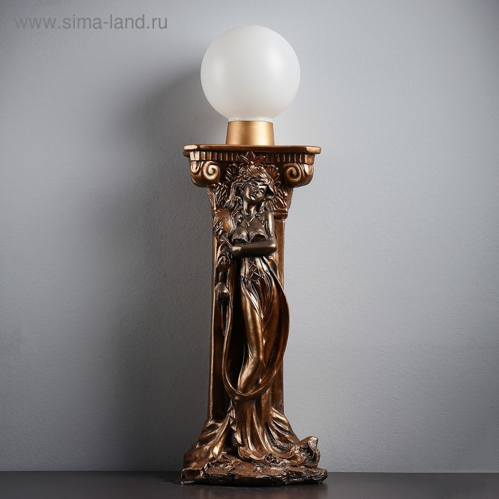 Лампа интерьерная "Девушка у колонны" шар, чёрное золото 90см - Фото 1