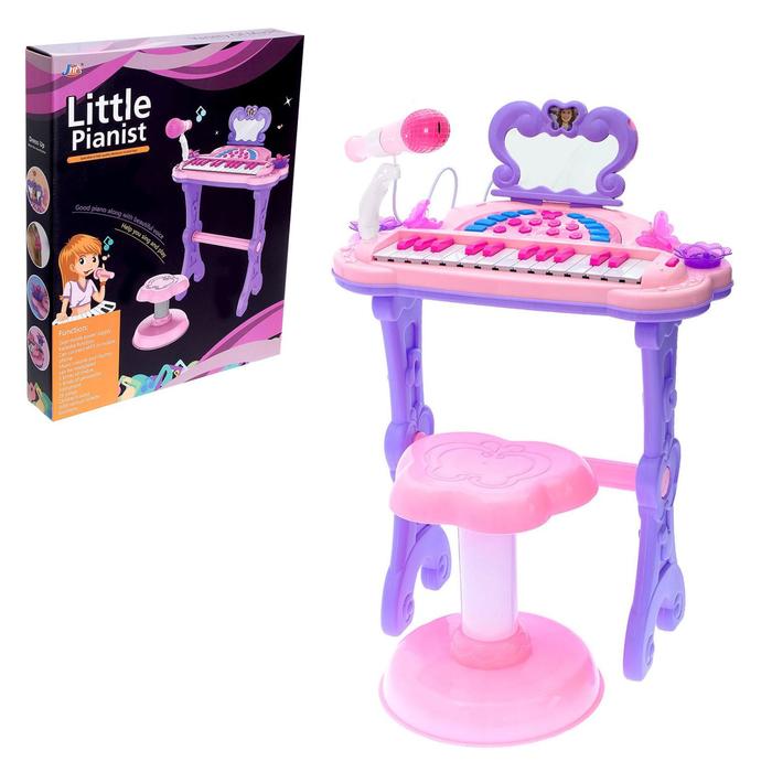 Пианино «Мечта девочки», с USB и MP3 - разъёмами, стульчиком, зеркалом, микрофоном - фото 1906934784