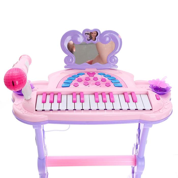 Пианино «Мечта девочки», с USB и MP3 - разъёмами, стульчиком, зеркалом, микрофоном - фото 1906934785