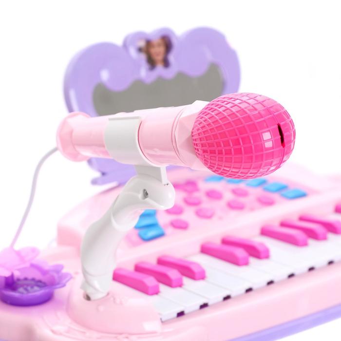 Пианино «Мечта девочки», с USB и MP3 - разъёмами, стульчиком, зеркалом, микрофоном - фото 1886317780