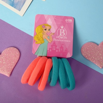 Резинки для волос «Махрушка», набор 6 шт., 3.5 см, оранжевые, зелёные