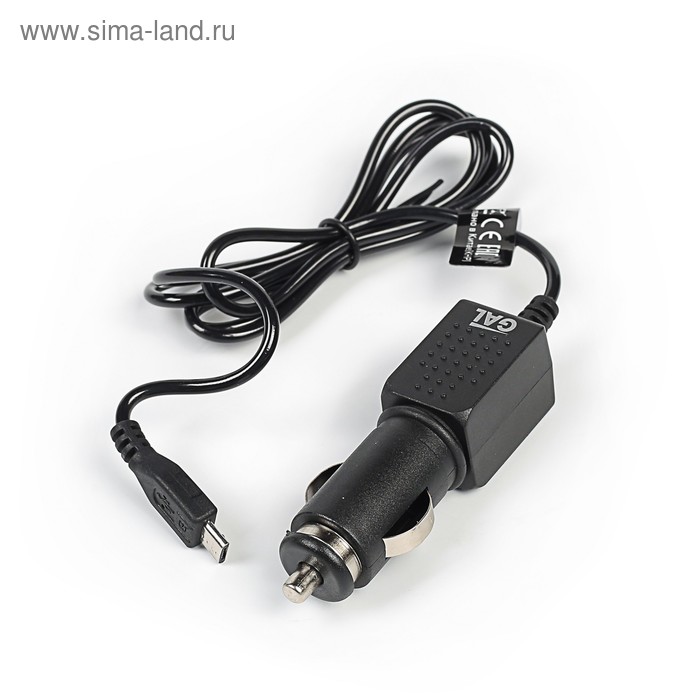 Автомобильное зарядное устройство GAL, micro USB, 1 А, 1 м, черное - Фото 1