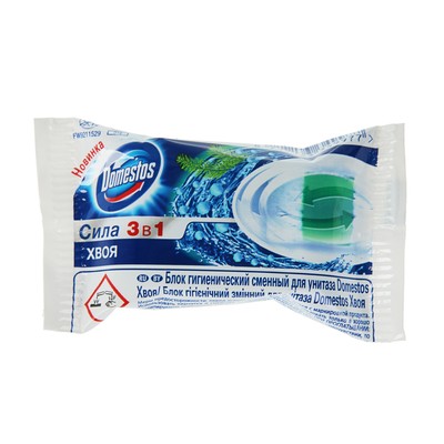 Сменный блок для унитаза, Domestos,"Хвоя", сила 3 в 1, 40 гр
