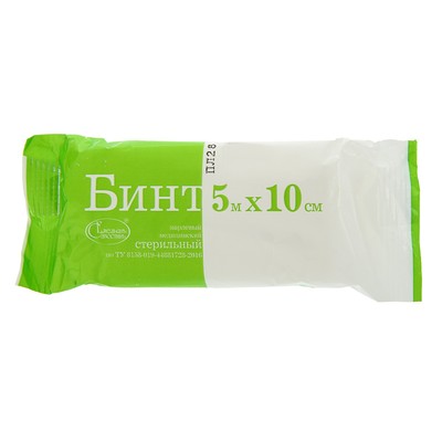 Бинт медицинский стерильный «Емельянъ Савостин», плотность 28 г/м², ТУ, 10×500 см