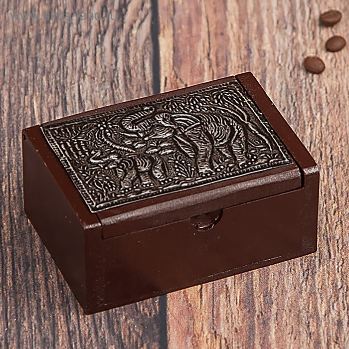 Шкатулка фанера с гравюрой "Два слоника" 4х6х8,5 см - Фото 1