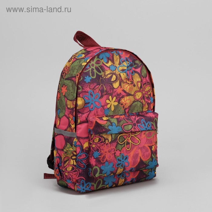Рюкзак молодёжный "Цветы", отдел на молнии, 3 наружных кармана - Фото 1